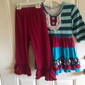 Adorable, ruffles matching girls set - size 6